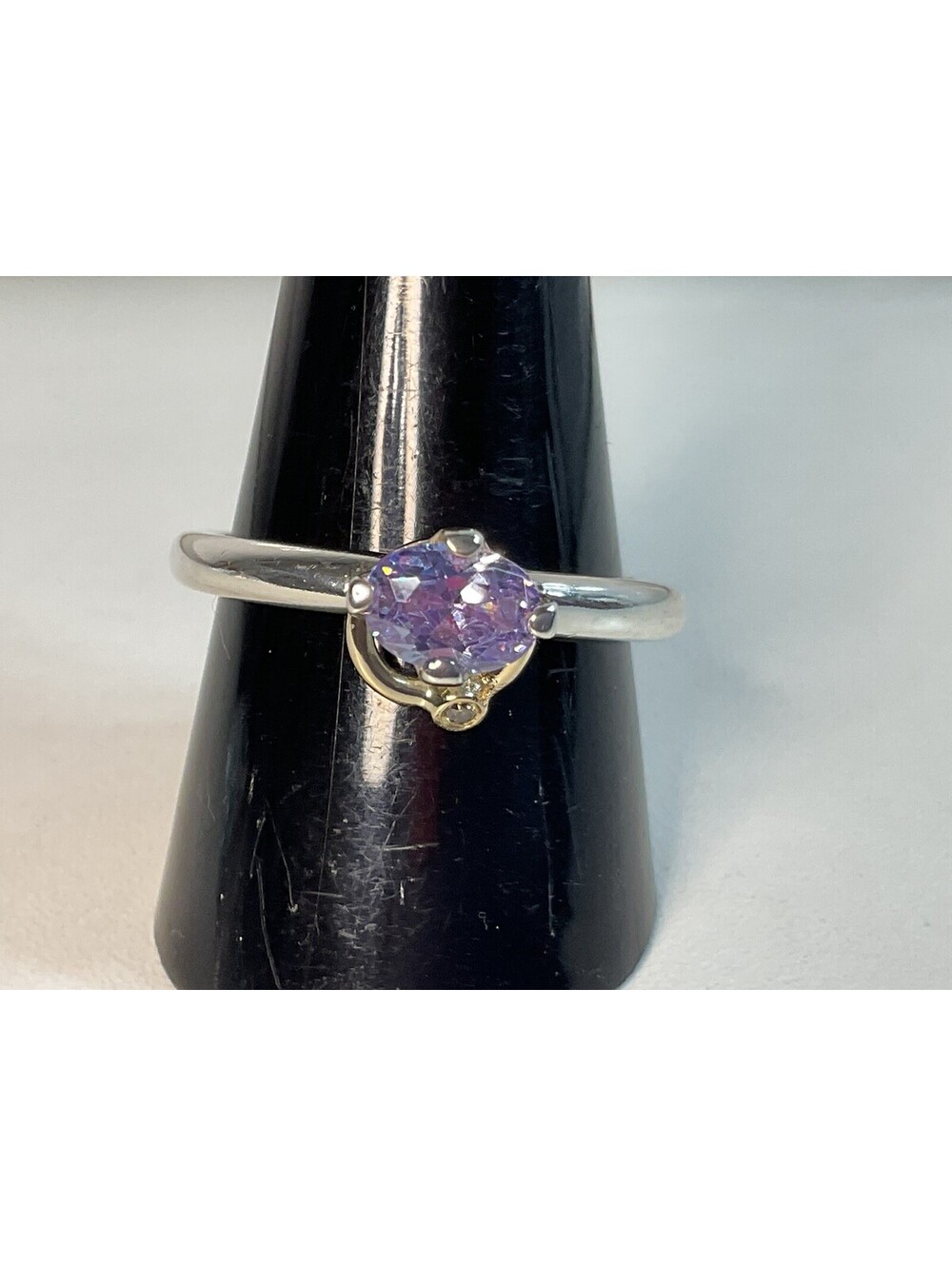 Pandora Orbit Ring Lavender CZ And Diamond 14k Ring Retired Sz 9